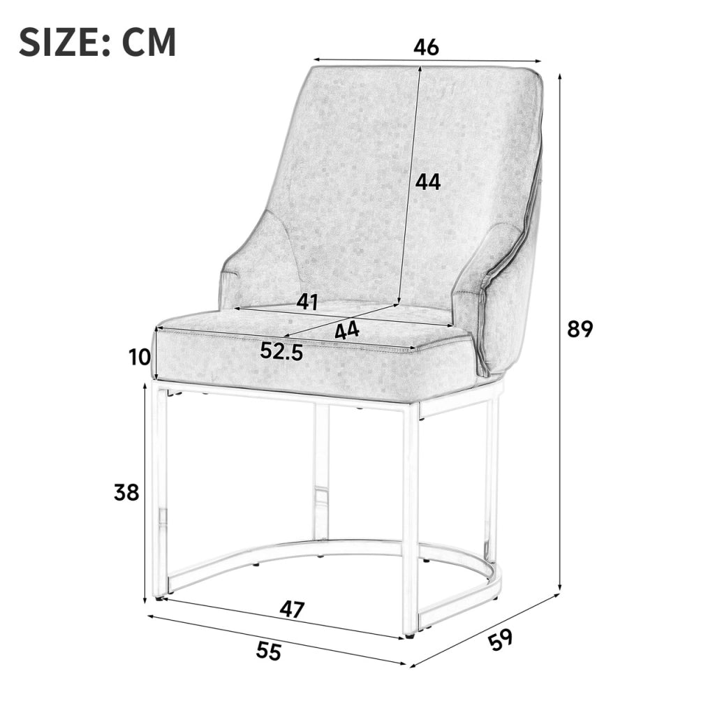 Set di 2 sedie da pranzo in velluto con schienale trapuntato e gambe metalliche in grigio e argento