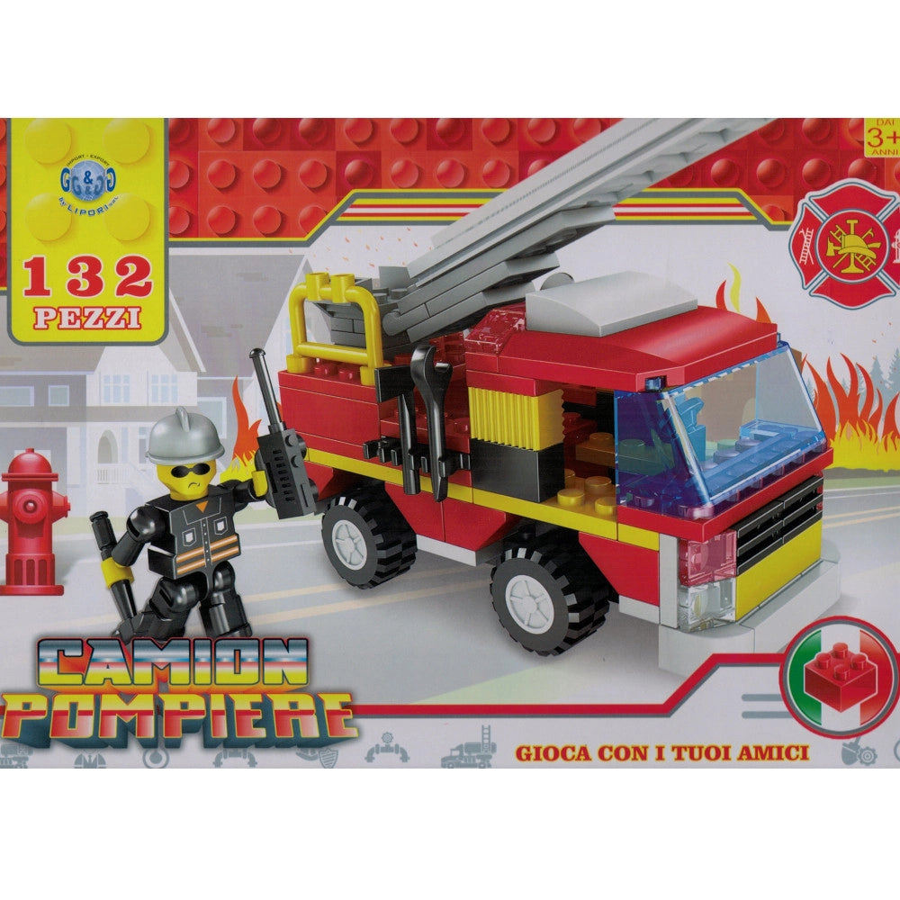 Trade Shop - Costruzioni Giocattolo Per Bambini Camion Dei Pompieri Con Personaggio 132 Pz -