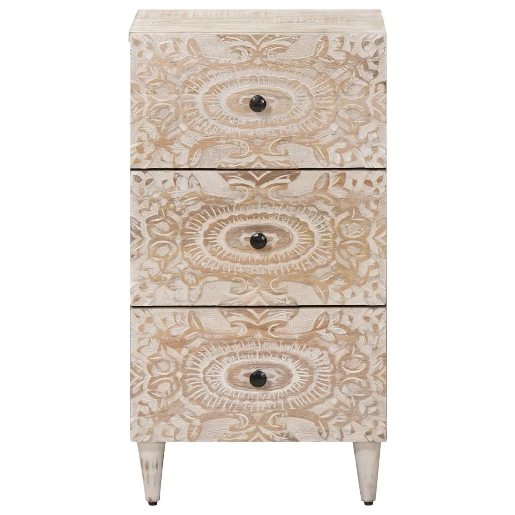 Credenza | Madia | Buffet da pranzo | Armadio da pranzo Bianco 40 x 33,5 x 75 cm Legno di mango massello