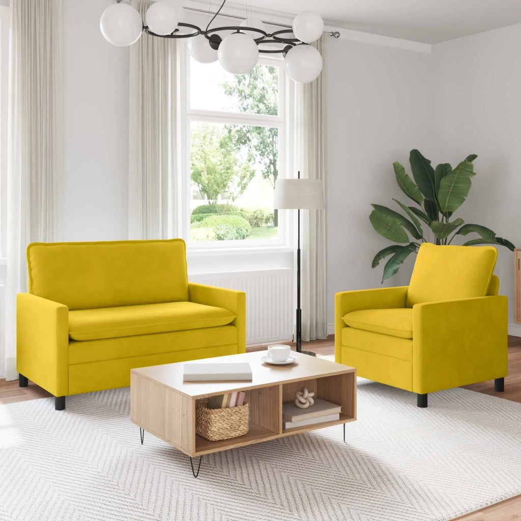 Set di divani 2 pz Giallo Velluto 3417031