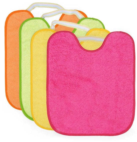 4 pacchi di salviette per bambini impermeabili con chiusura elastica, 90% cotone, 10% poliestere con rivestimento in vinile, 4 pacchi di salviette per bambini da 1 anno in poi, 32x36 cm