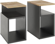 Comodino Elios, Antracite/quercia dorata, Set di 2