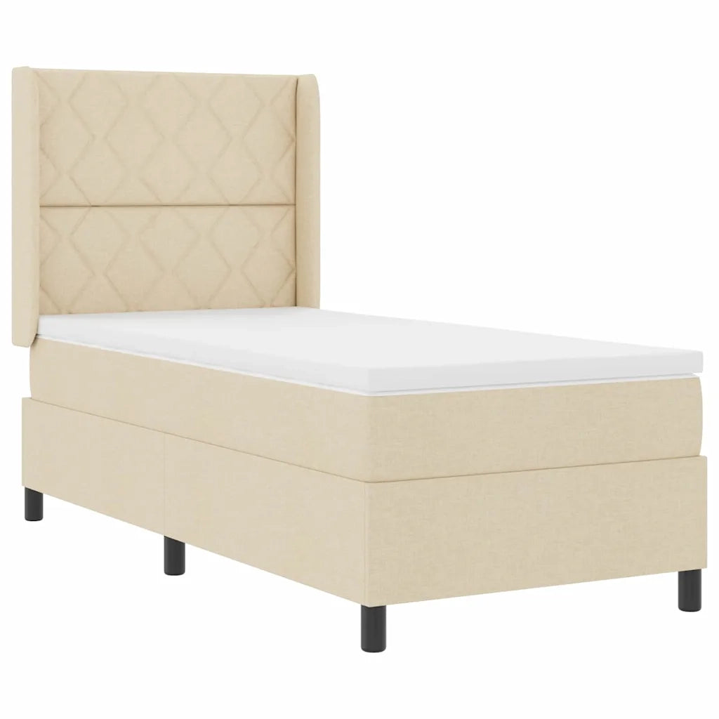 Letto a molle con materasso Crema 100 x 200 cm Tessuto