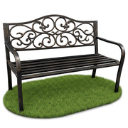Panchina da giardino bruna IRGA con gambe in acciaio e schienale in ghisa larghezza 127 cm