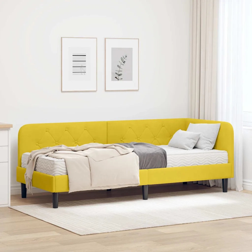Letto singolo | Letto per adulti | Cornice del letto ad angolo Giallo 80 x 200 cm Velluto