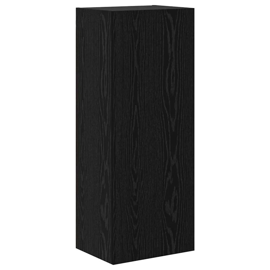 Mobile TV moderno da parete 40,5 x 30 x 102 cm con 12 ripiani minimalisti ed eleganti in legno di rovere nero 02_0056075