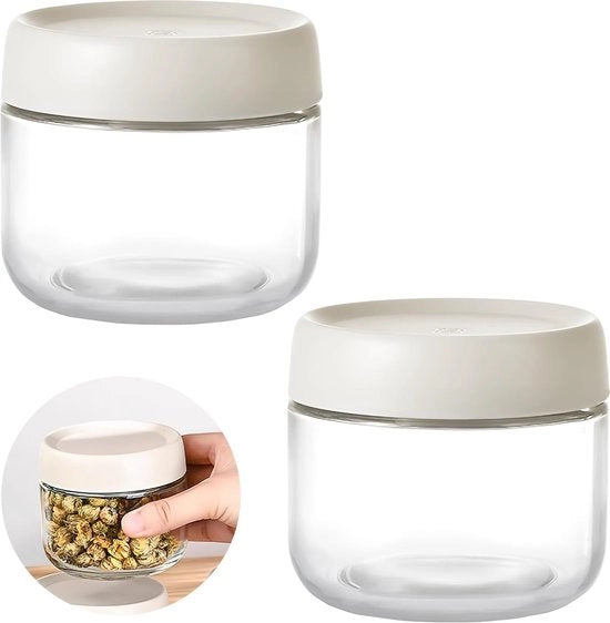 Insalata di Overnight Oats in vetro con coperchio stagna 300 ml - Set di 2 contenitori a forma di cilindro per la conservazione