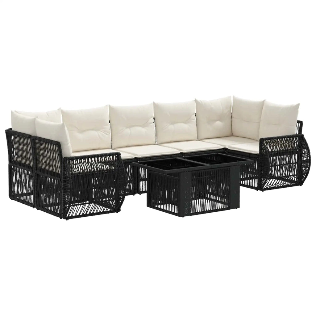 Set Divano da Giardino 8 pz Nero e Bianco Crema polyrattan 3436909