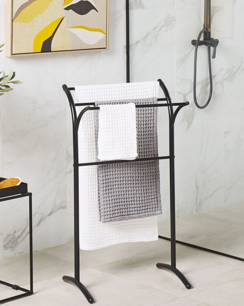 Portasciugamani in acciaio Nero verniciato a polvere opaco 3 binari portasciugamani da terra accessori da bagno moderni