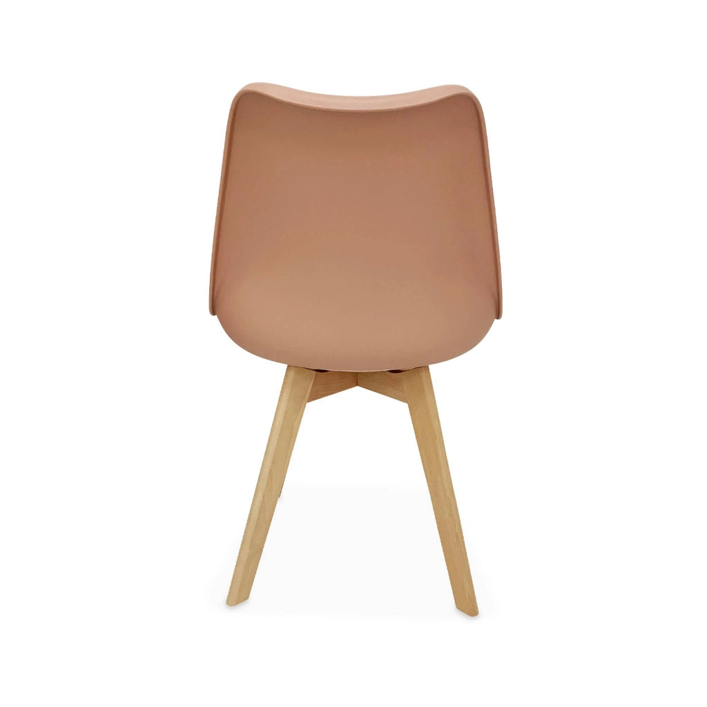 Set 4 sedie scandinave imbottite con gambe in legno , rosa antico