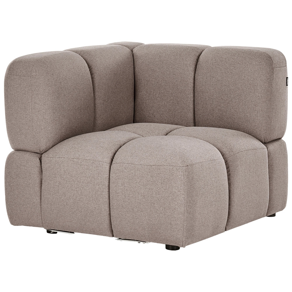 Divano modulare angolare a destra a 4 posti, in tessuto beige, articolo modulare, divano componibile a quattro elementi, stile moderno