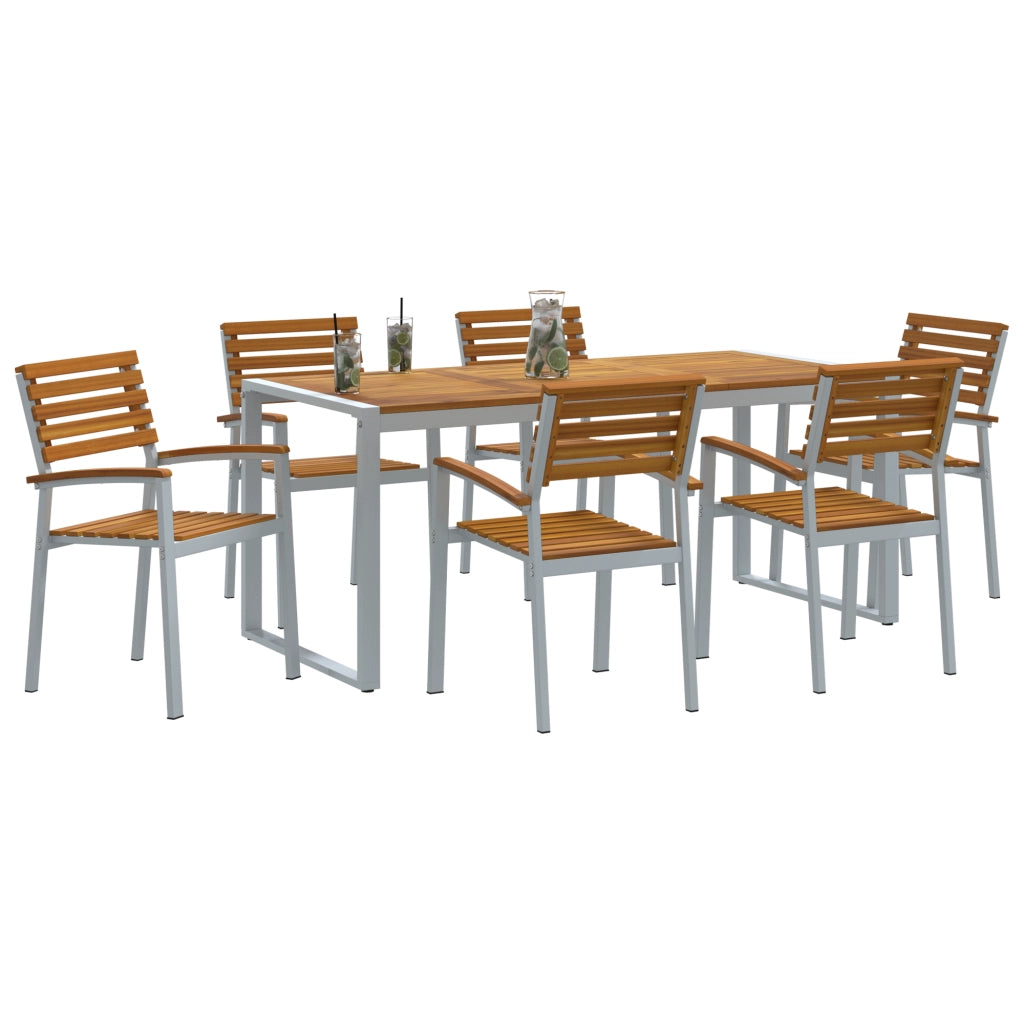 Set da Pranzo da Giardino in legno solido di acacia e metallo