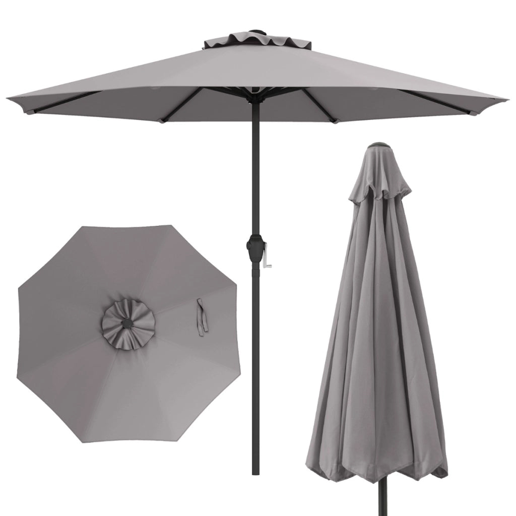 Ombrellone da mercato con manovella da tavolo per giardino, Ombrellone da patio da 250 cm Grigio-Ombrelloni