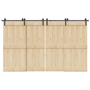 Kit di Binari per Porte Scorrevoli 366 cm Acciaio Nero
