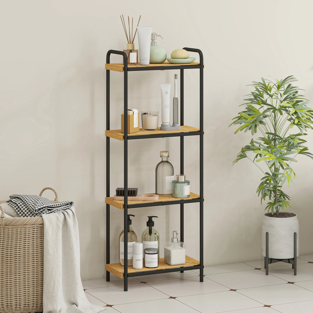 Scaffale Bagno Bamb¨´ 4 Ripiani Aperto ¨C zephmum ¨C 41.5x21.5x106 cm Naturale