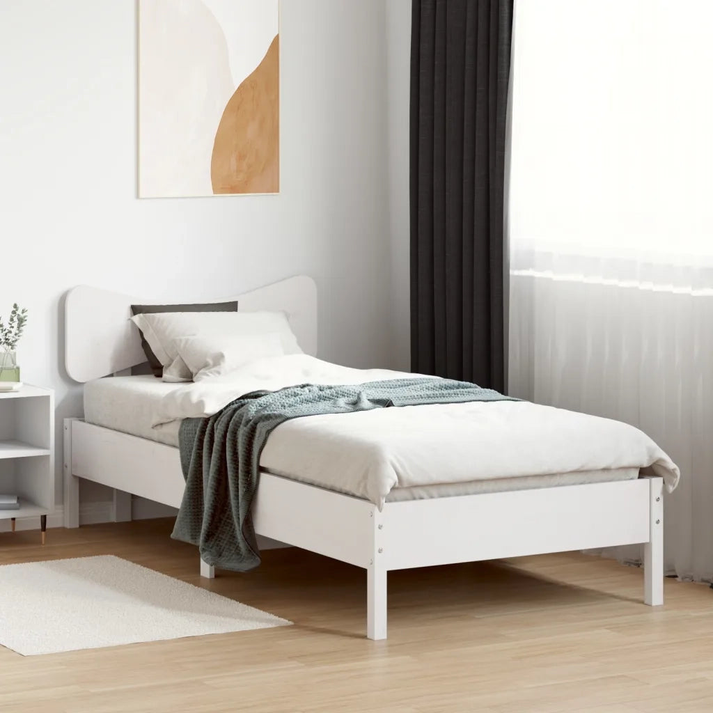 Giroletto senza Materasso-Struttura Letto Bianco 100x200 cm Legno Massello Pino 501079