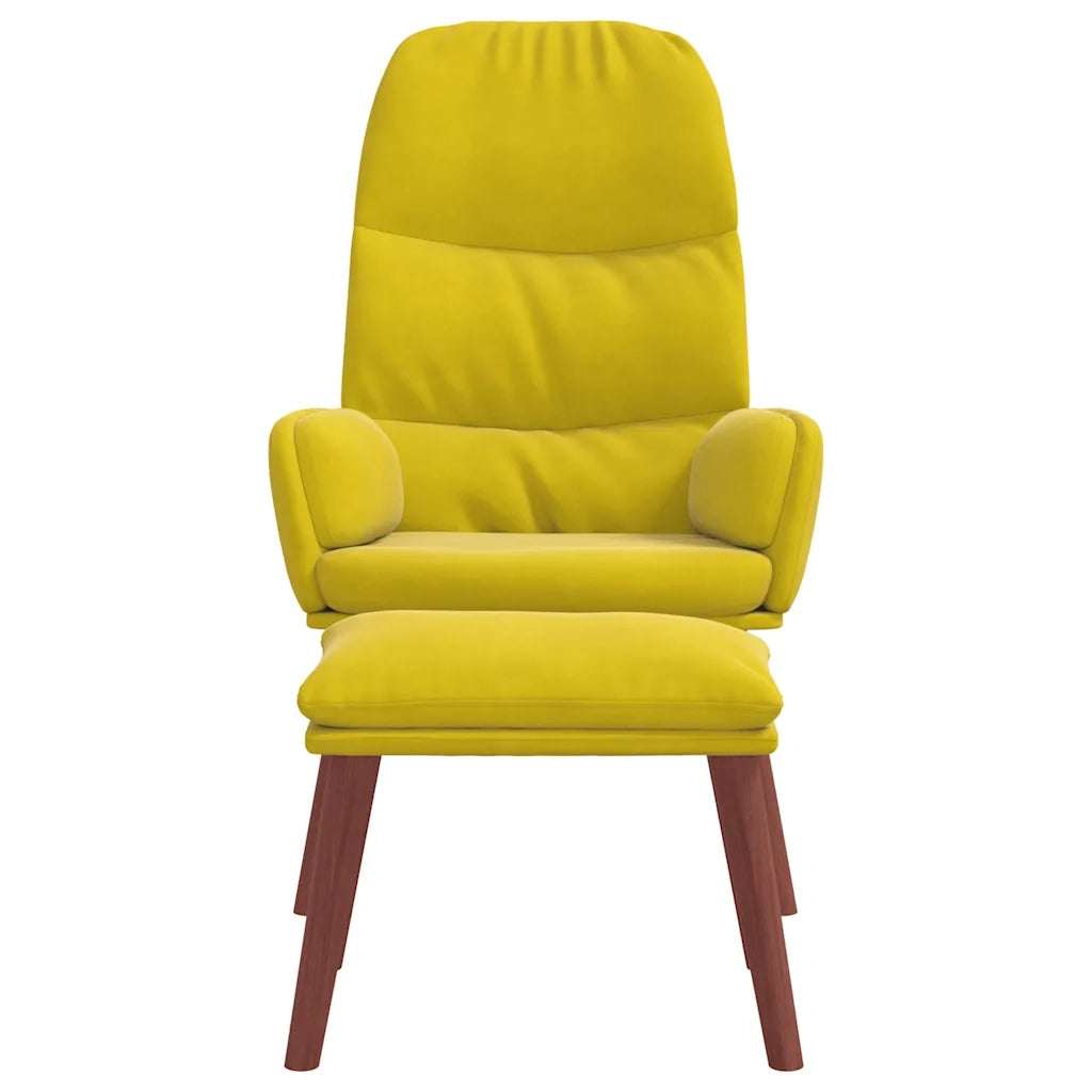 Divano Sedia-Poltrona Relax con Poggiapiedi Giallo in Velluto 846660