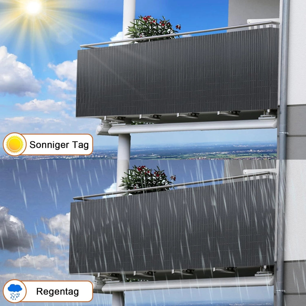 Recinzione frangivista in PVC per la privacy del balcone, con fascette, protegge da sguardi indiscreti e dal vento, impermeabile, senza fori, per giardino e terrazza, 200 x 400 cm, antracite