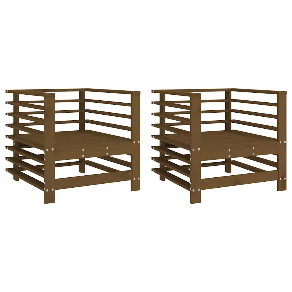 Sedia da patio-Sedie da Giardino 2 pz Marrone Ambra in Legno Massello di Pino 339319