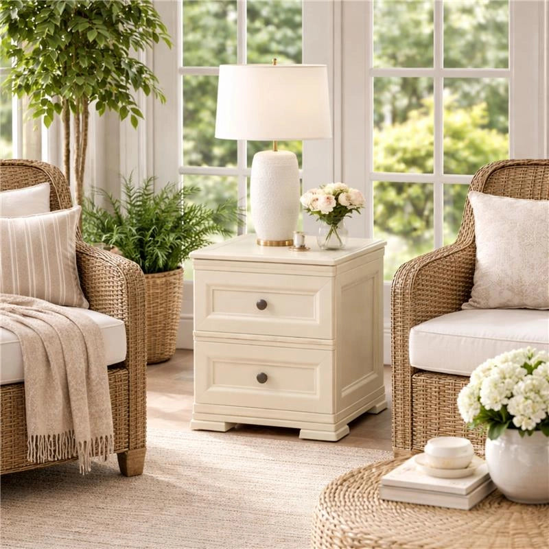 COMODINO 2 CASSETTI ANGORA 40X43X46 CM – COMODINO MODERNO SALVASPAZIO PER CAMERA DA LETTO E ZONA LIVING