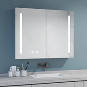 Specchio bagno con illuminazione - 65 x 60 cm - acciaio inossidabile - specchio bagno ampio con luce - 2 porte scorrevoli - specchio LED - regolatore di luminosità a tocco - 3000 K/4000 K/6500 K regolabile