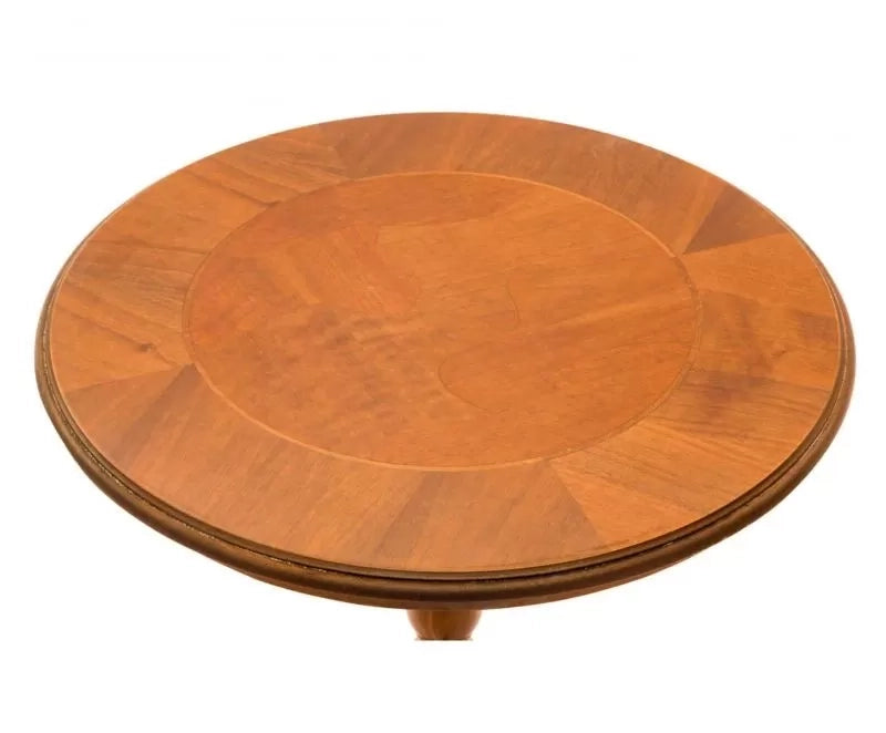 Tavolino rotondo arte povera legno radica intagliato tinta ciliegio 50x60 - Mobili 2G