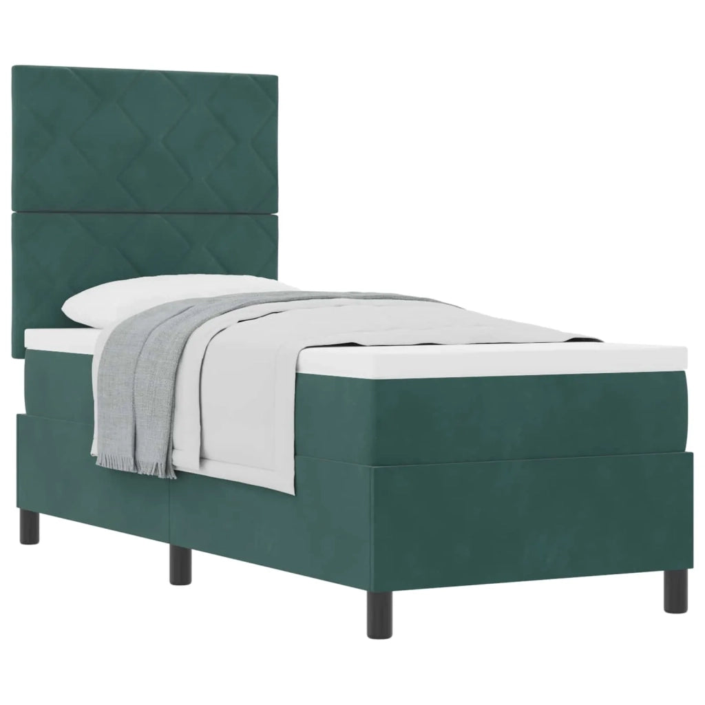 Letto a molle con materasso Verde Scuro 80 x 200 cm Velluto 3339863