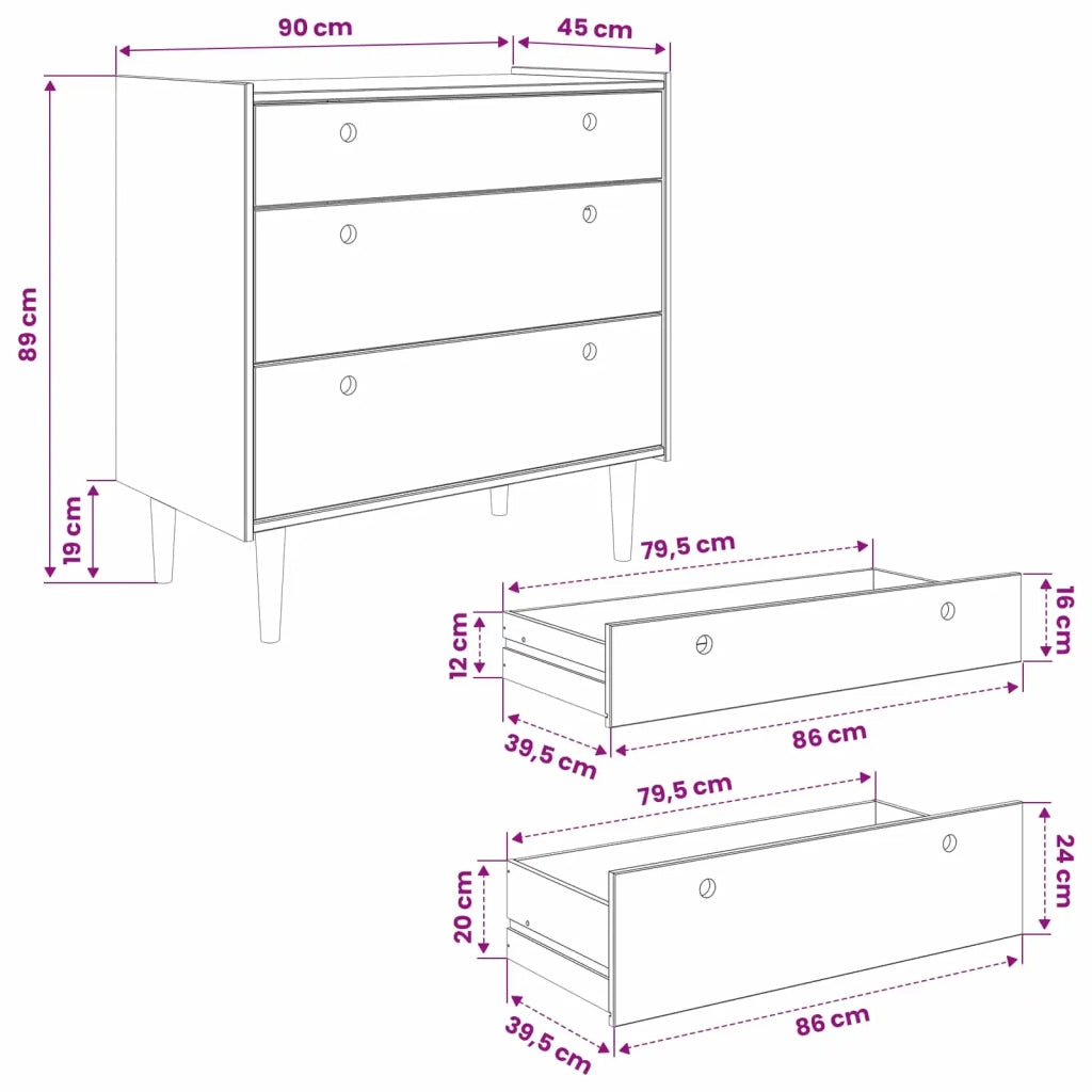 Cassettiera BILBAO Caramello scuro 90 x 45 x 89 cm 42041342