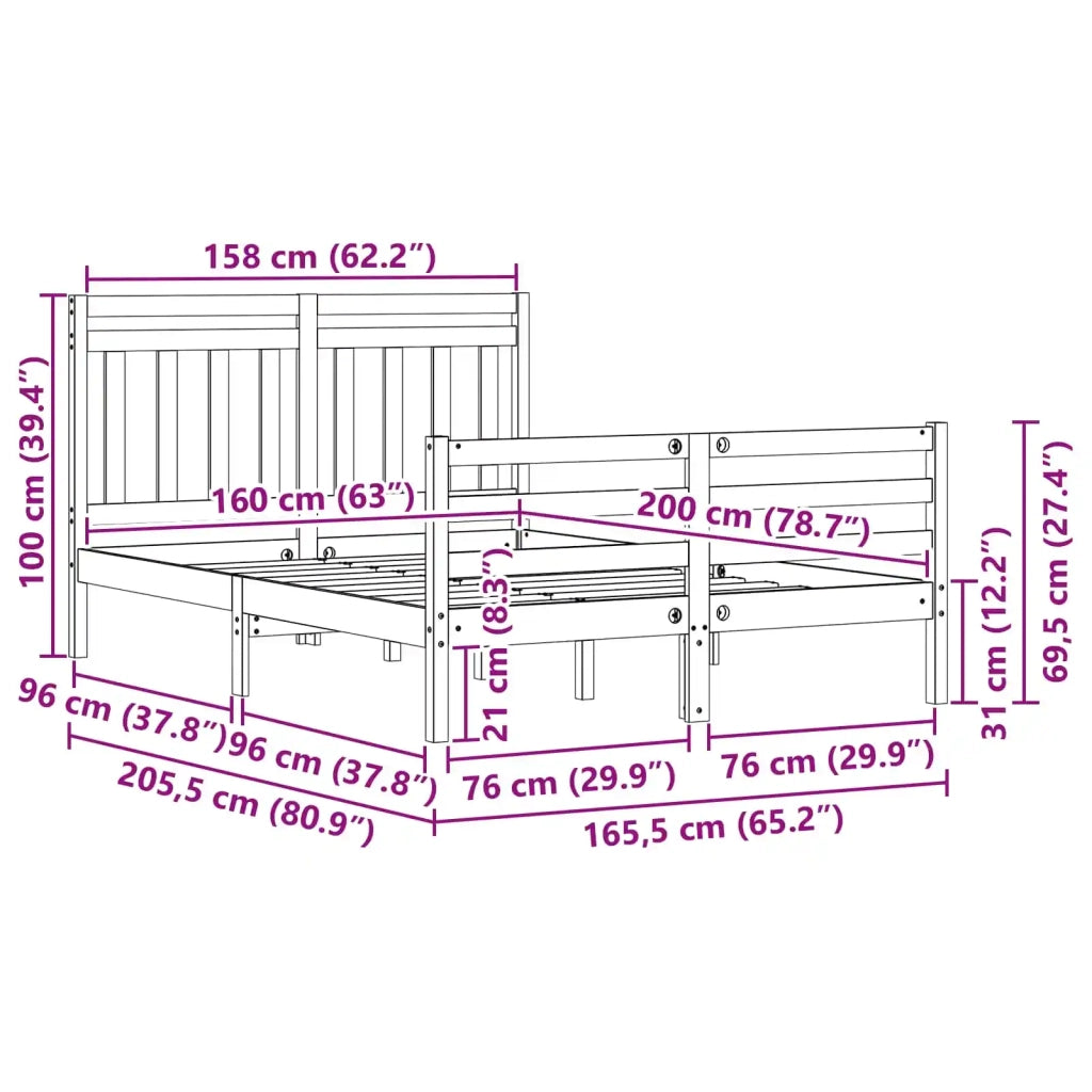 Struttura del letto con testiera Marrone cerato 160 x 200 cm 3418134