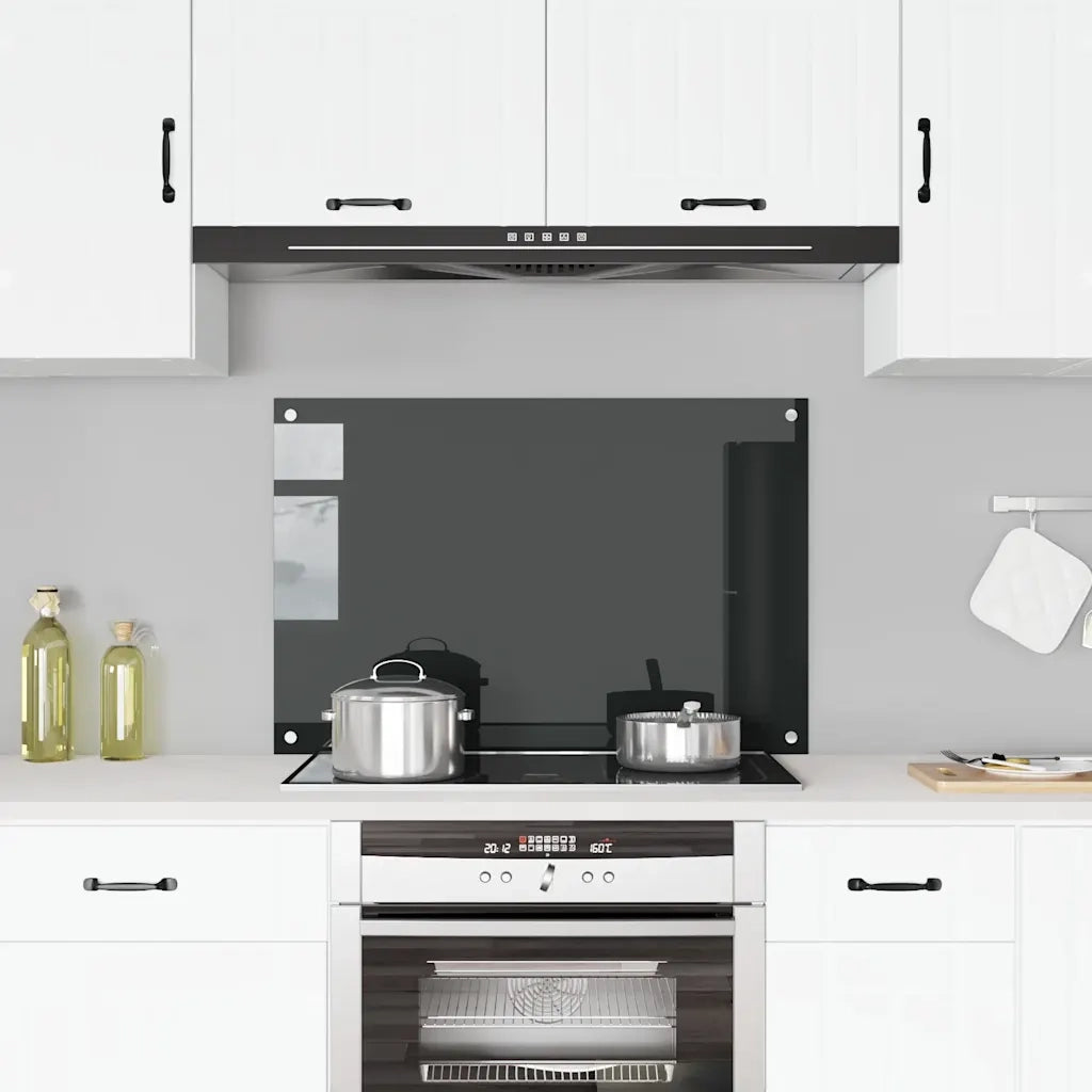 Paraschizzi per Cucina-Protezione parete cucina Nero 90x60 cm in Vetro Temperato