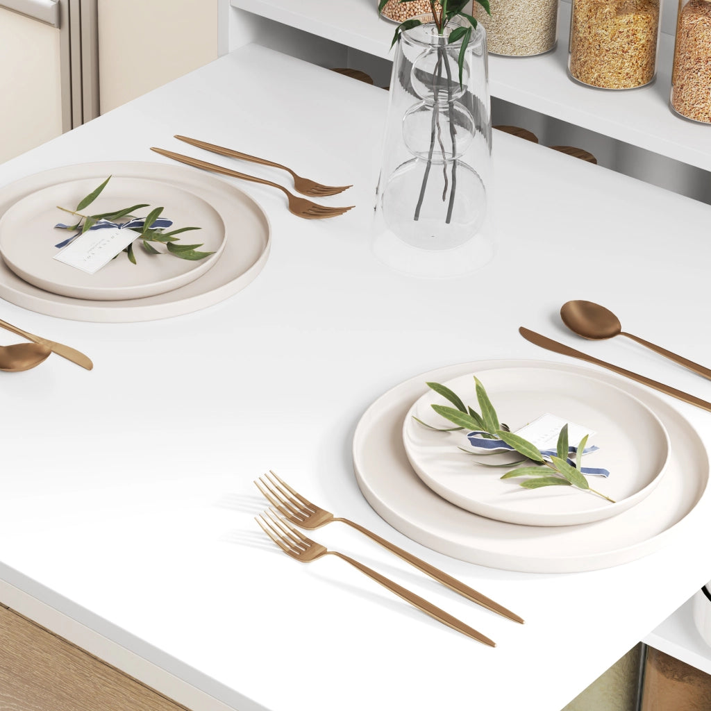 Tavolo da pranzo pieghevole con 3 ripiani interni, funzione anti-ribaltamento, per cucina e piccoli spazi, bianco