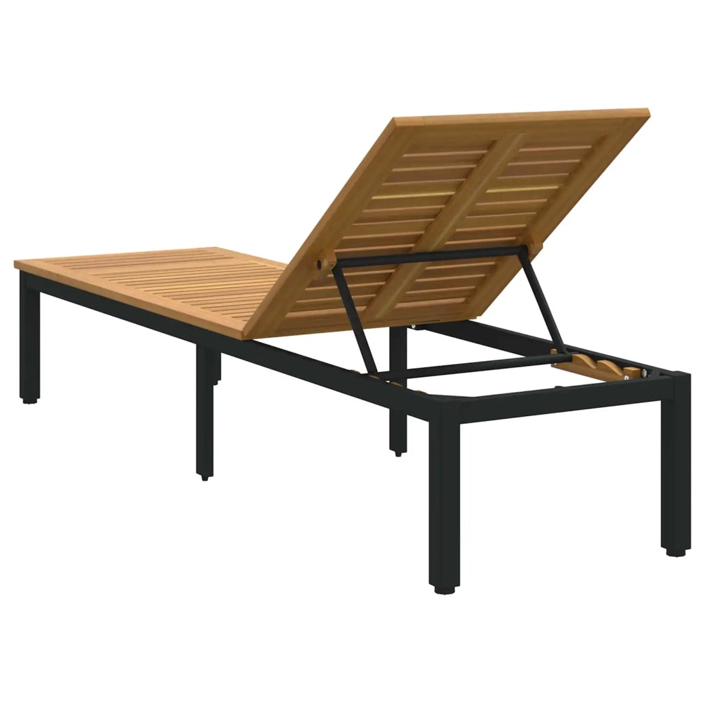 Lettino Prendisole | Sdraio da giardino | Lettino da sole Nero 200 x 55 x 35 cm