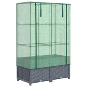 Aiuola rialzata/fioriera con copertura effetto rattan 80 x 40 x 138 cm blu/grigio 02_0038790