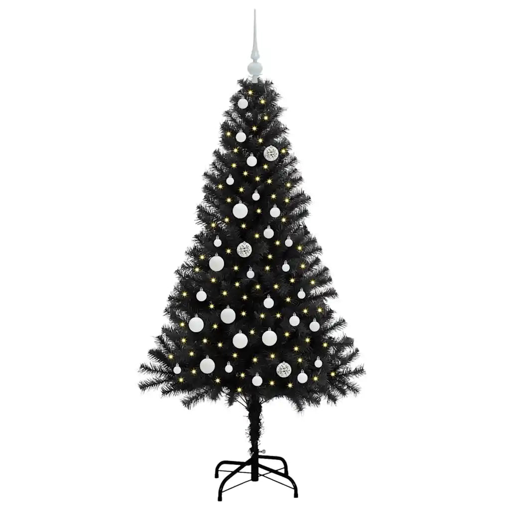 Albero di Natale | Decorazioni natalizie con 150 LED con supporto Nero 150 cm PVC