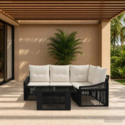 Set Divano da Giardino 5 pz Nero e Bianco Crema polyrattan 3437245
