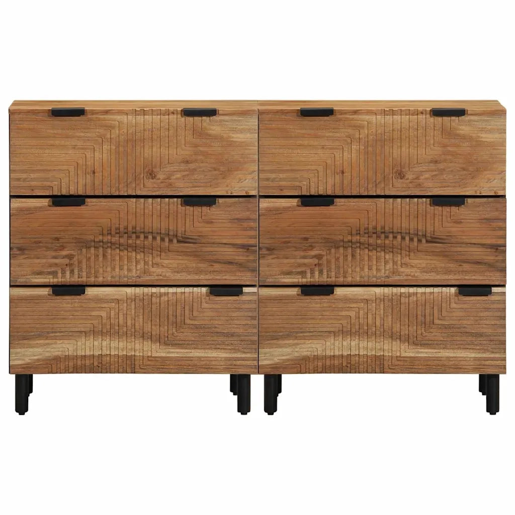 Set di Credenze 2 pcs Naturale Legno di Acacia Massello 3310010