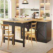 Isola cucina estensibile girevole 120-194 cm nera