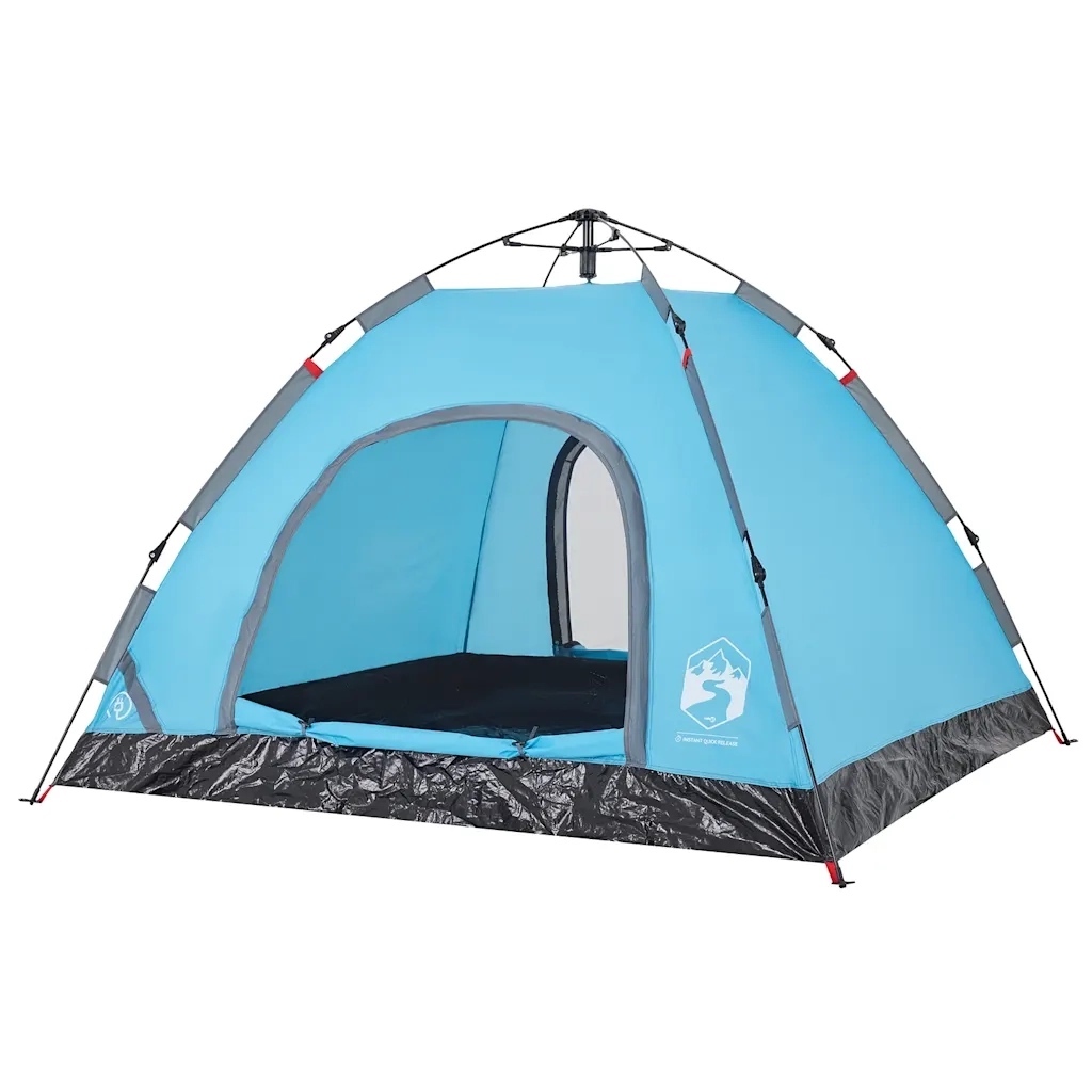 Tenda da Campeggio 3 Persone-Tenda per Escursionismo Blu a Rilascio Rapido