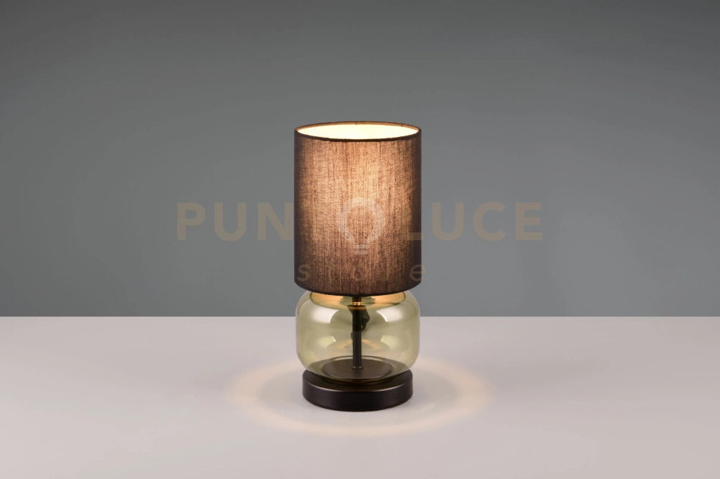 ELIO LAMPADA DA TAVOLO BASE VETRO VERDE CON PARALUME NERO H. 29CM 1 LUCE ATTACCO E27