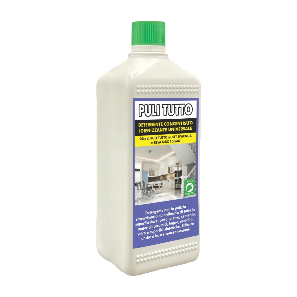 Detergente universale per superfici dure, come cotto, pietra, cemento, metalli, legno. Efficace anche a basse concentrazioni.  1LT