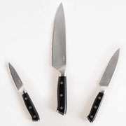 Set moderno di 3 coltelli con blocco in acciaio inossidabile affilati a mano durezza 54 HRC nero