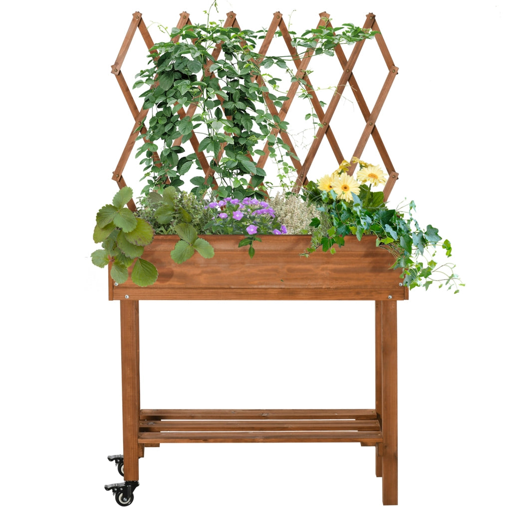 Hochbeet con spalier e scaffale ¨C zephmum ¨C legno massello marrone 79x29x130 cm