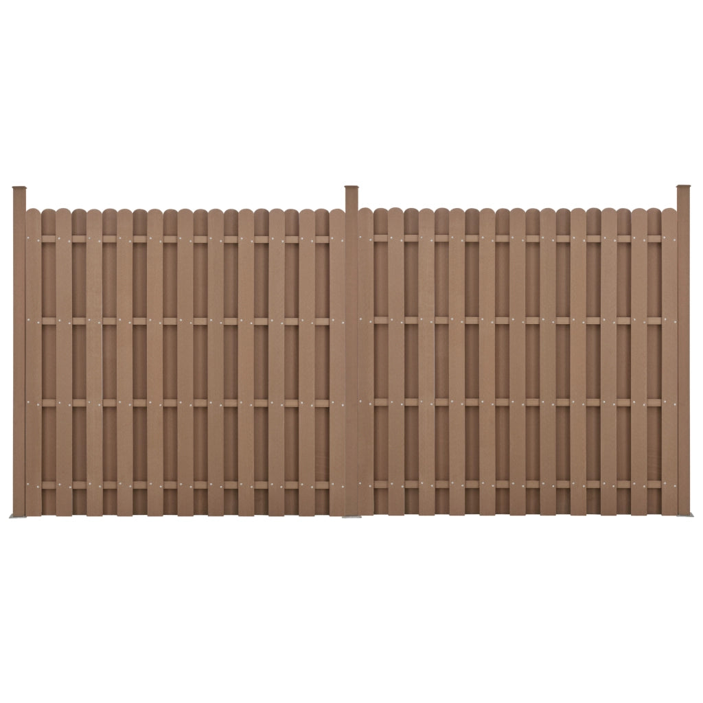Recinzione in WPC per Giardino Staccionata a Doppia Faccia Steccato Alto 185 cm Lungo 376 cm Marrone NEU.HOLZ