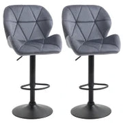 Set 2 Sgabelli da Bar con Altezza Regolabile Base in Metallo Seduta in Velluto, Sgabelli Cucina Alti Girevole con Schienale e Poggiapiedi, 51.5x57.5x93-114.5cm, Grigio