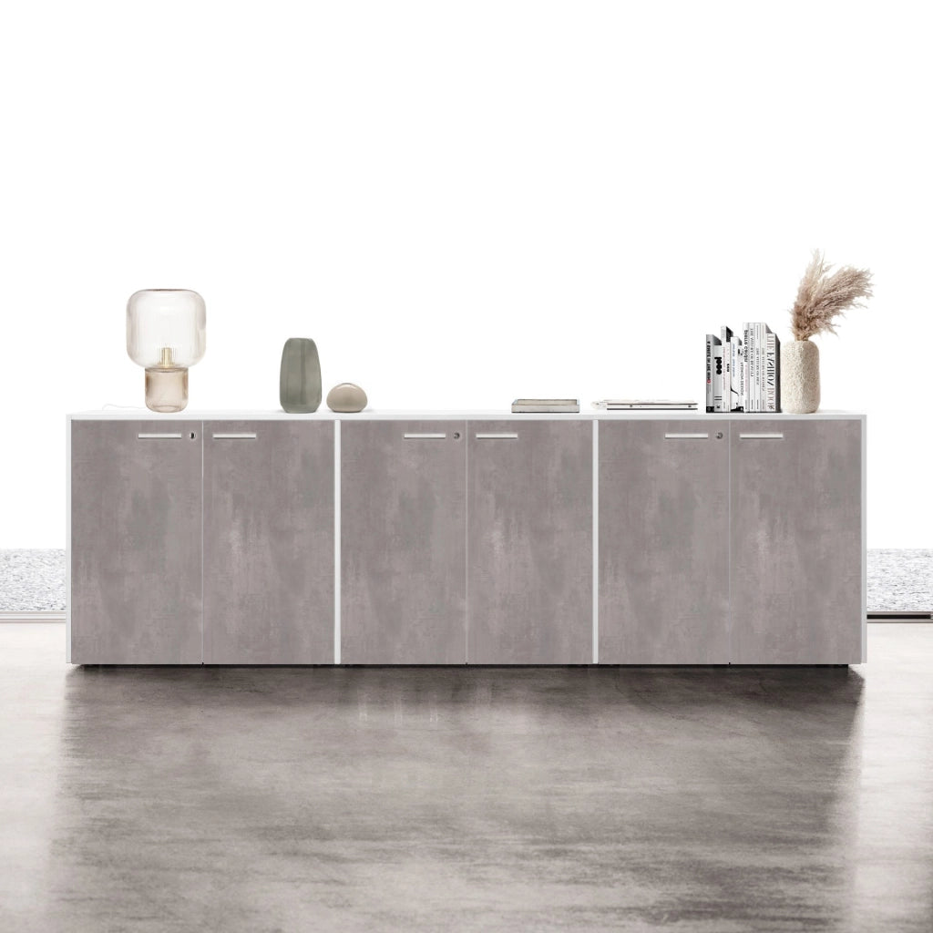 Contenitore ufficio con struttura colore grigio e ante battenti in melaminico cm. 270x43x87h