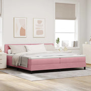 Letto a molle con materasso Rosa 200 x 200 cm Velluto 3339133
