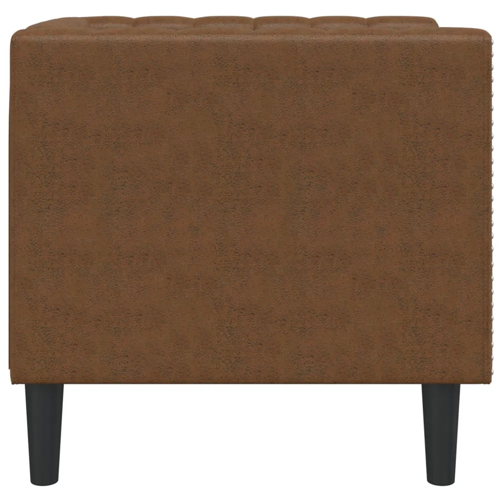 Poltrona | Sedia Relax Chesterfield Marrone in Similpelle Scamosciata
