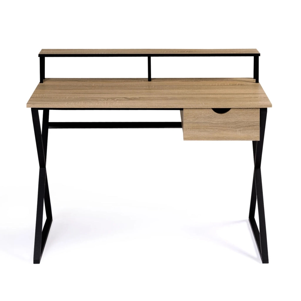 IDMarket - Scrivania a 1 cassetto ENZO, a gambe incrociate, design industriale