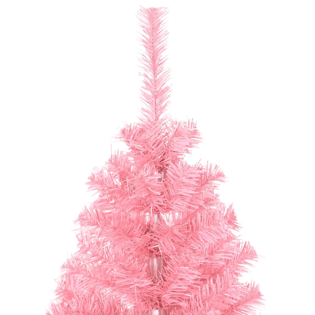 Albero di Natale | Decorazioni natalizie Artificiale Sottile con Base Rosa 150 cm PVC