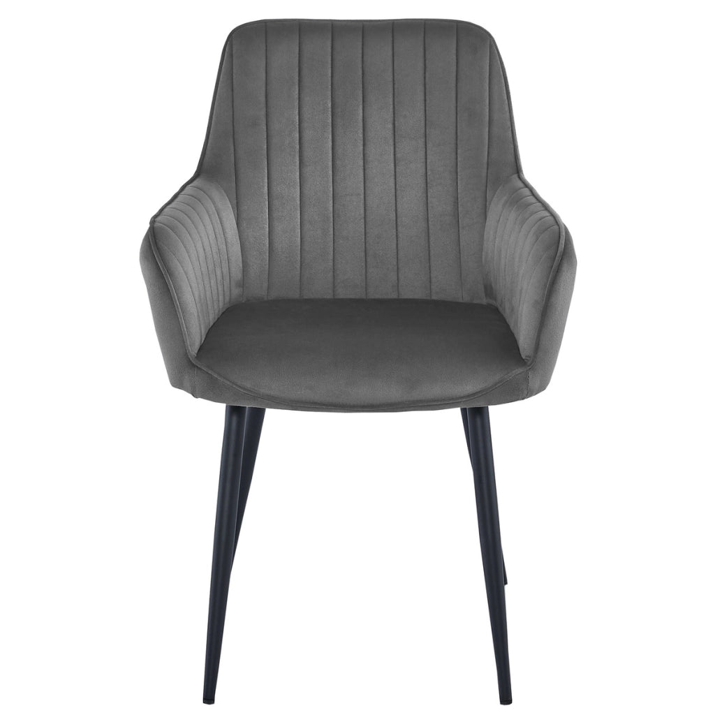 Sedia Solden in velluto grigio scuro con gambe nere